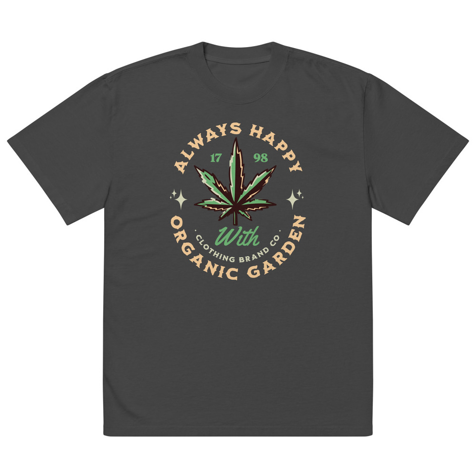 Always Happy - Cannabis Oversized Faded T-Shirt