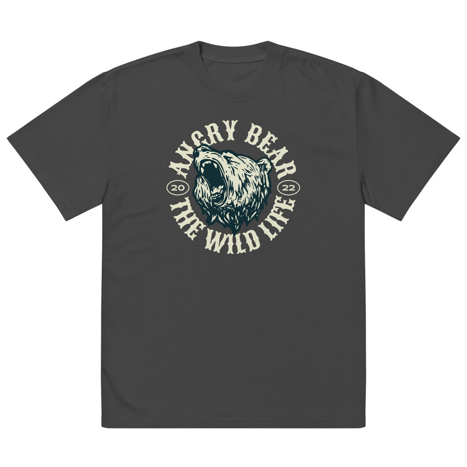 Angry Bear - Wild Life Animal Oversized Faded T-Shirt