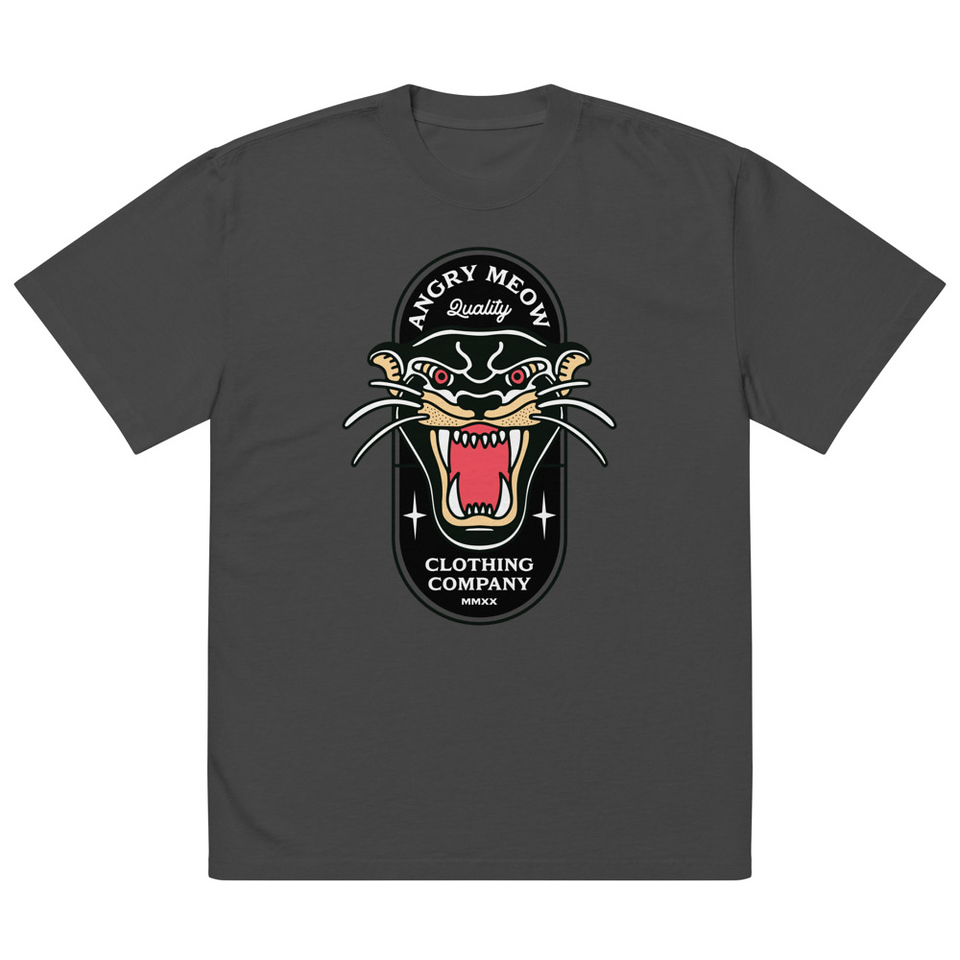 Angry Meow Clothing Company - Panther Oversized Faded T-Shirt