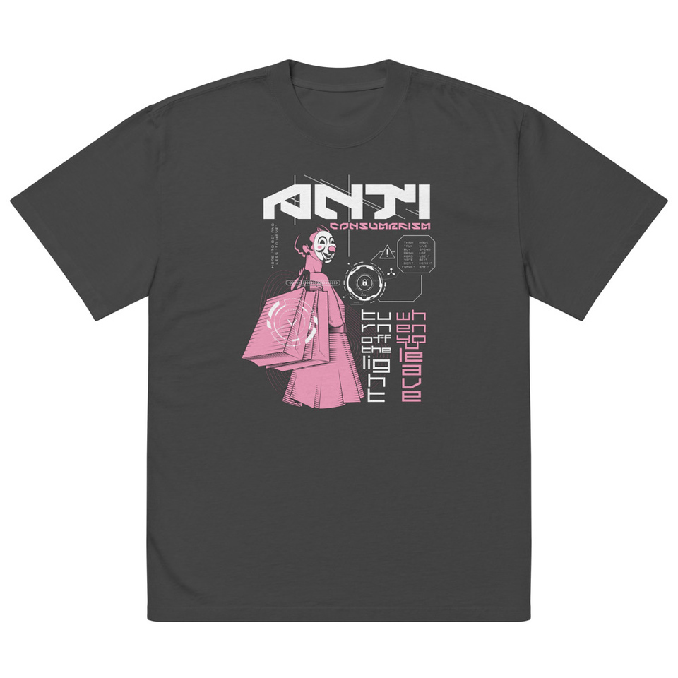 Anti Consumerism - Futuristic Oversized Faded T-Shirt