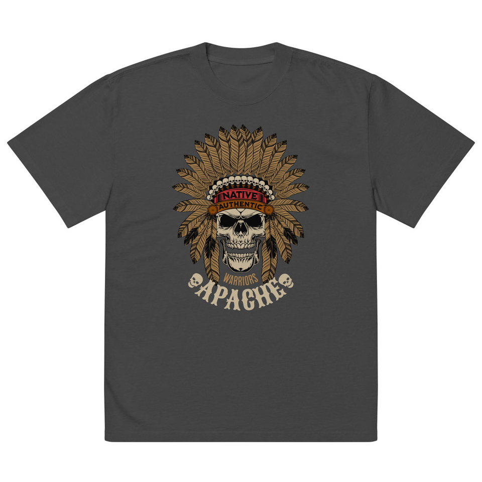Apache Warriors - Indian Skull Oversized Faded T-Shirt