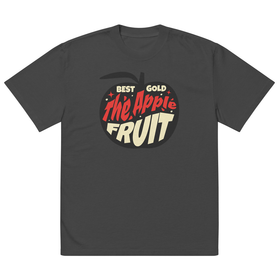 Apple Fruit - Typographic Lettering Oversized Faded T-Shirt