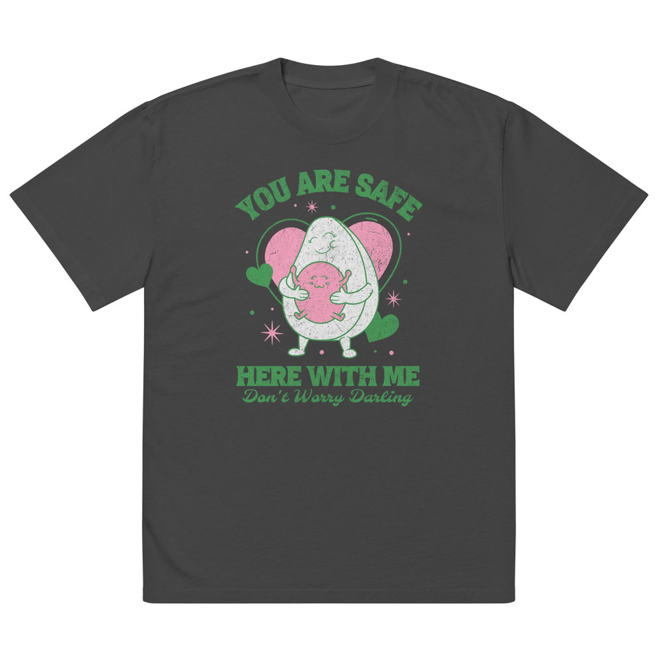 Avo Love - Typographic Cartoon Streetwear Oversized Faded T-Shirt