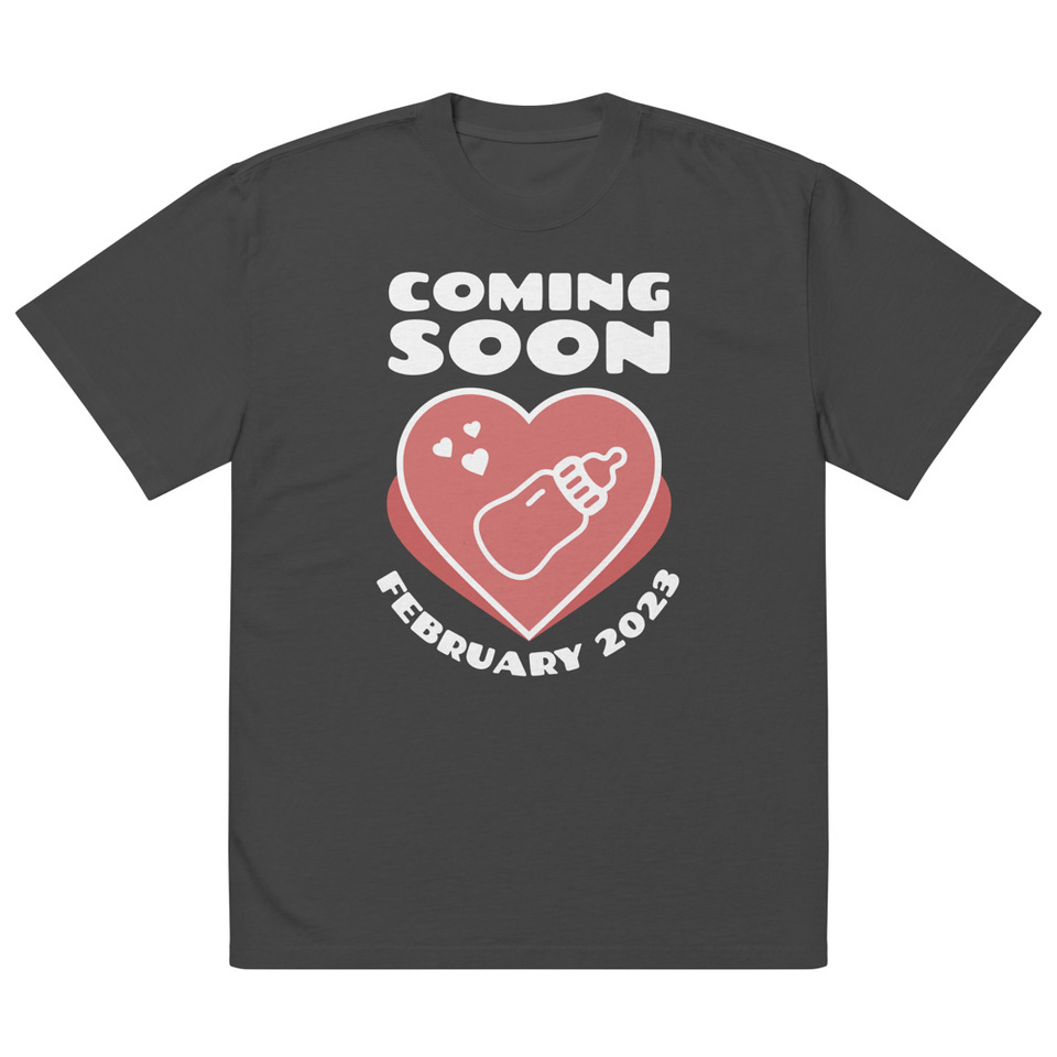 Baby Announcement - Feeding Bottle Oversized Faded T-Shirt