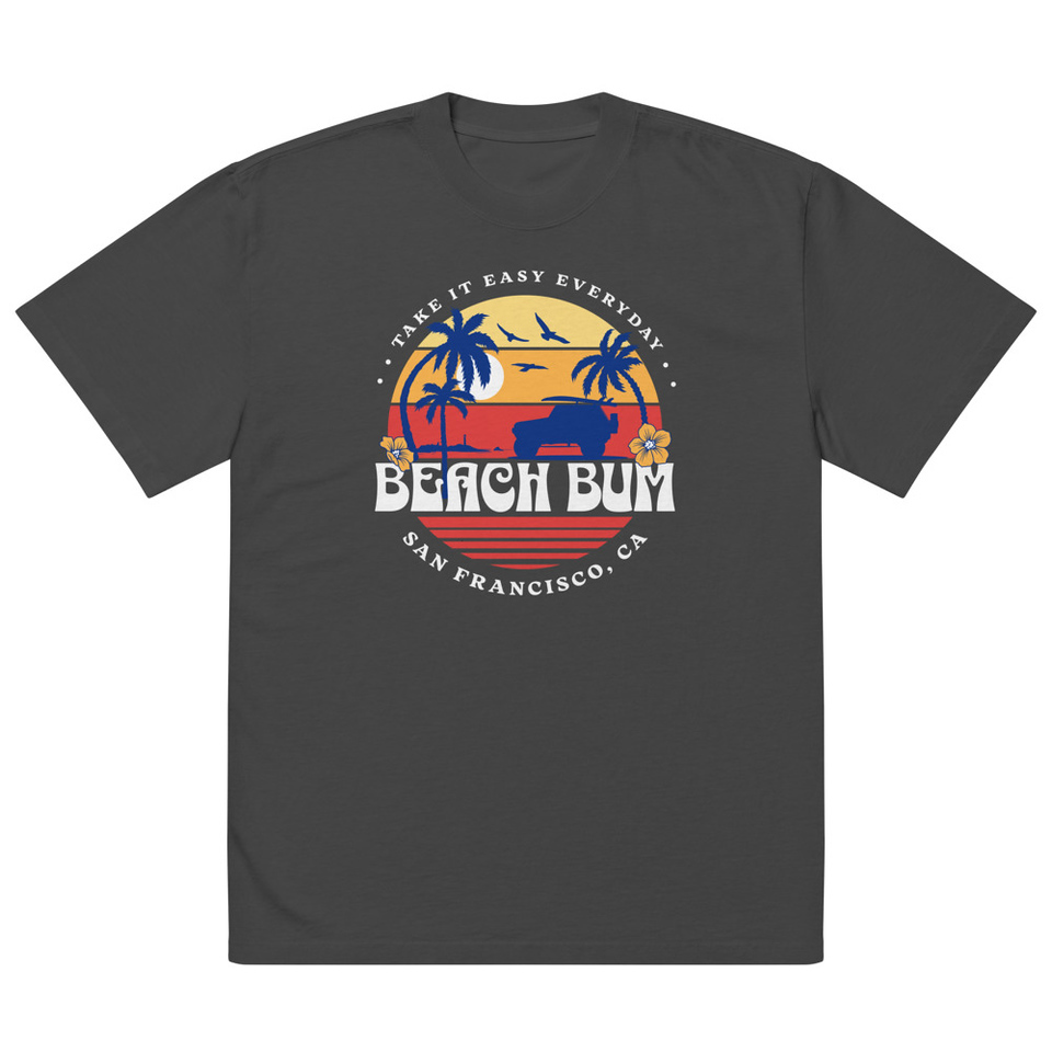 Beach Bum - Sunset Surfing Oversized Faded T-Shirt