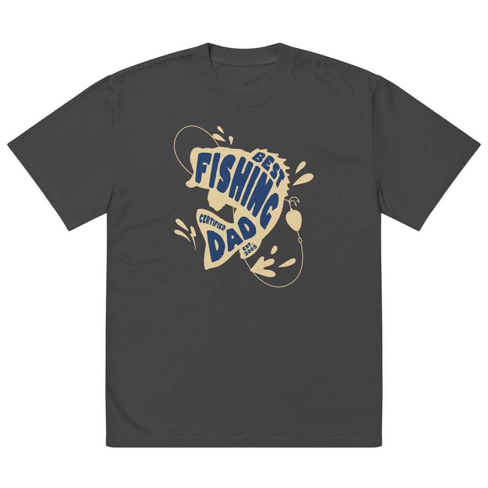 Best Fishing Dad - Typography Oversized Faded T-Shirt