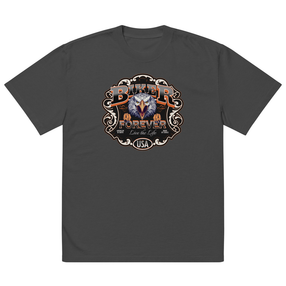 biker forever Oversized Faded T-Shirt