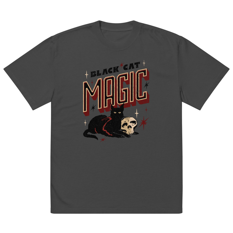 Black Cat Magic Oversized Faded T-Shirt