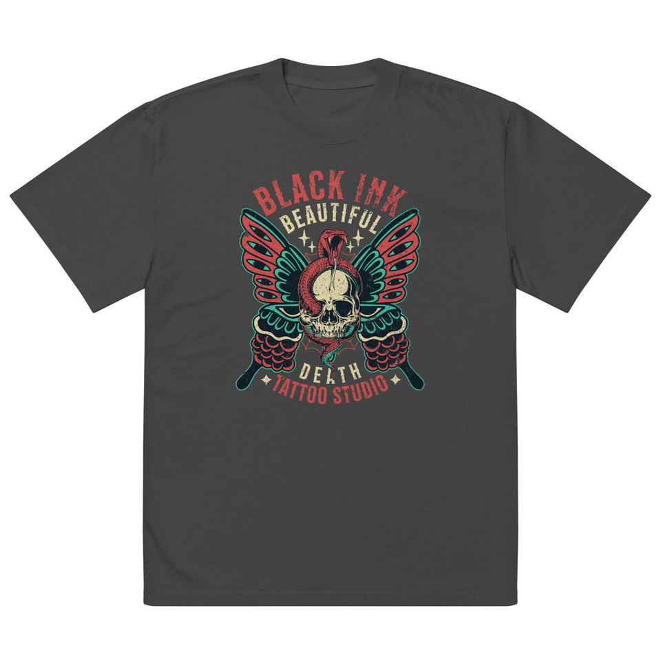 BLACK INK TATTOO Oversized Faded T-Shirt