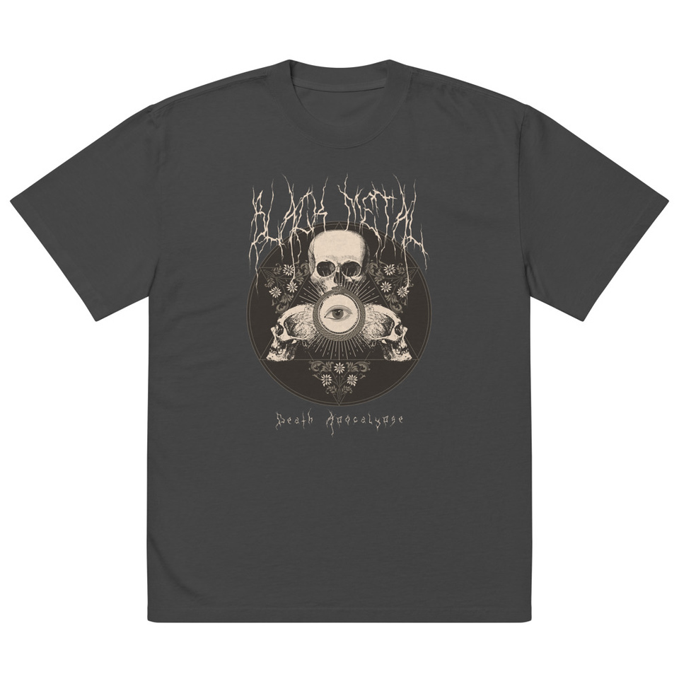 Black Metal - Hardcore skull theme design Oversized Faded T-Shirt