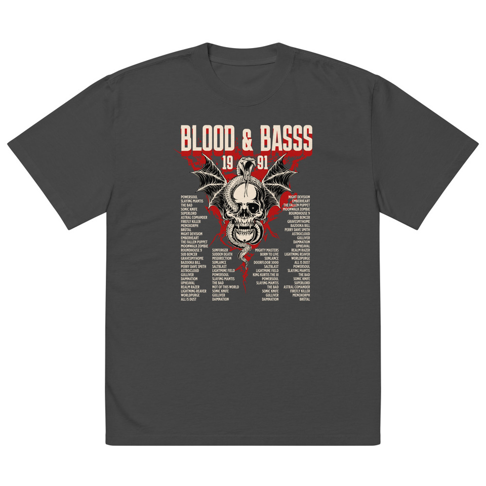 Blood & Basss - Snake and Skull Oversized Faded T-Shirt
