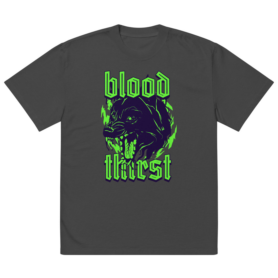 Blood Thirst - Neon Dog Oversized Faded T-Shirt