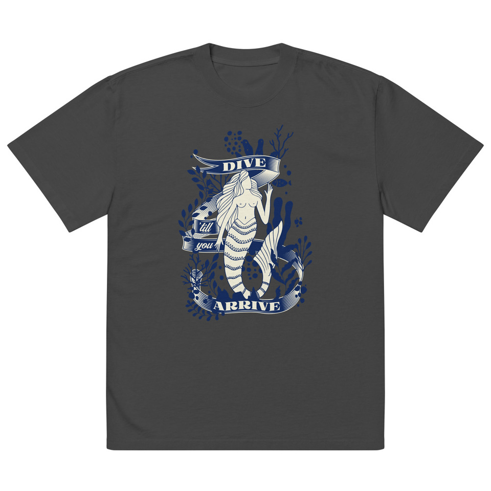 Blue Mermaid - Nautical Oversized Faded T-Shirt
