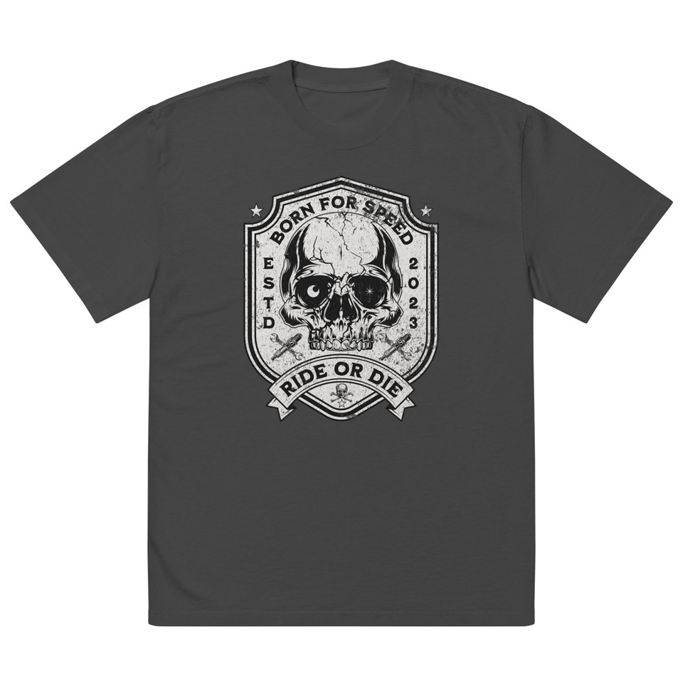 BORN FOR SPEED RIDE OR DIE Oversized Faded T-Shirt