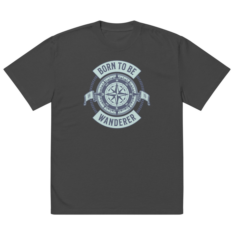 Born to be Wanderer - Compass Oversized Faded T-Shirt