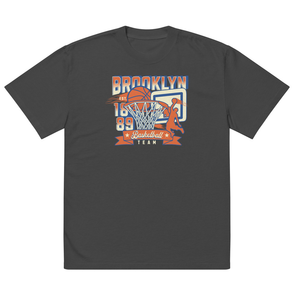 Brooklyn Basketball Team - Athletic Sports Oversized Faded T-Shirt