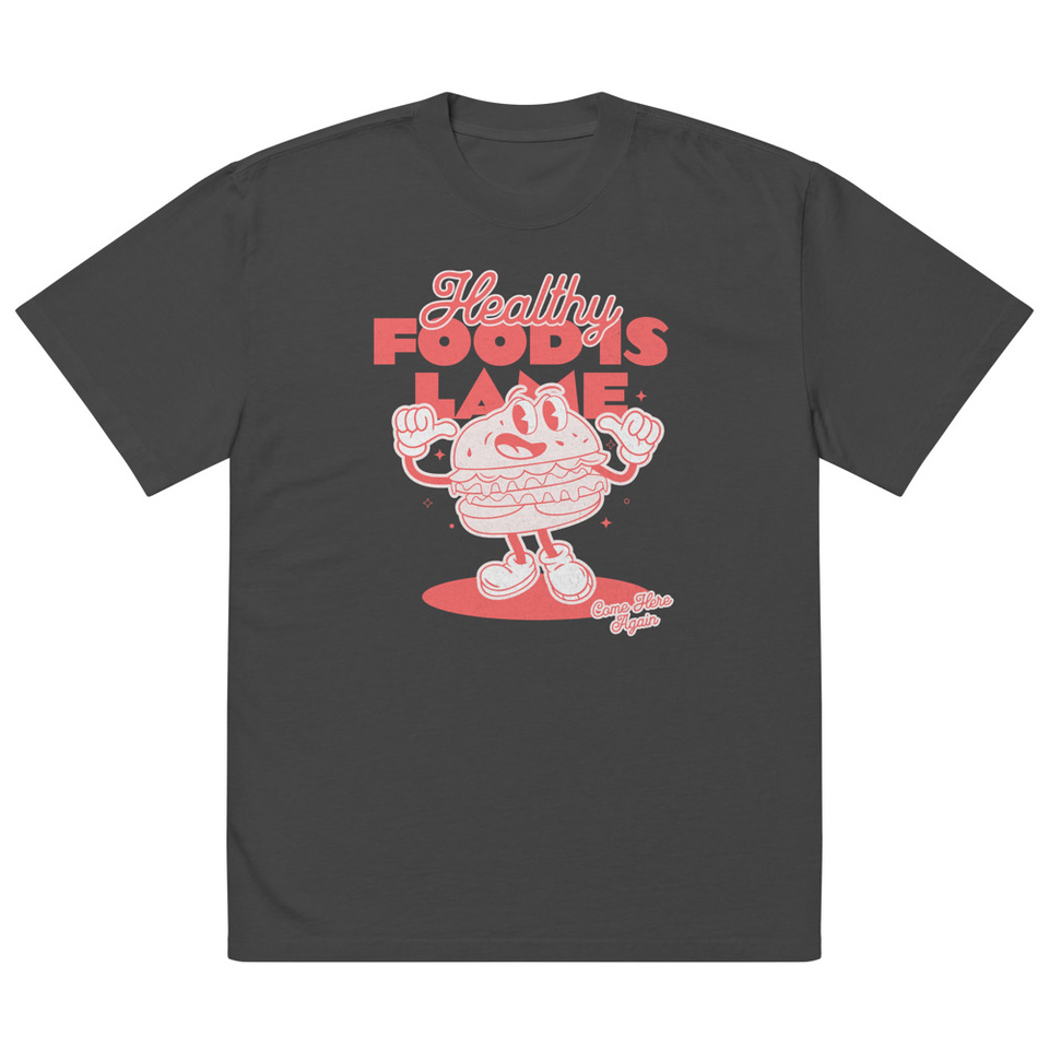 Burger Mascot Oversized Faded T-Shirt