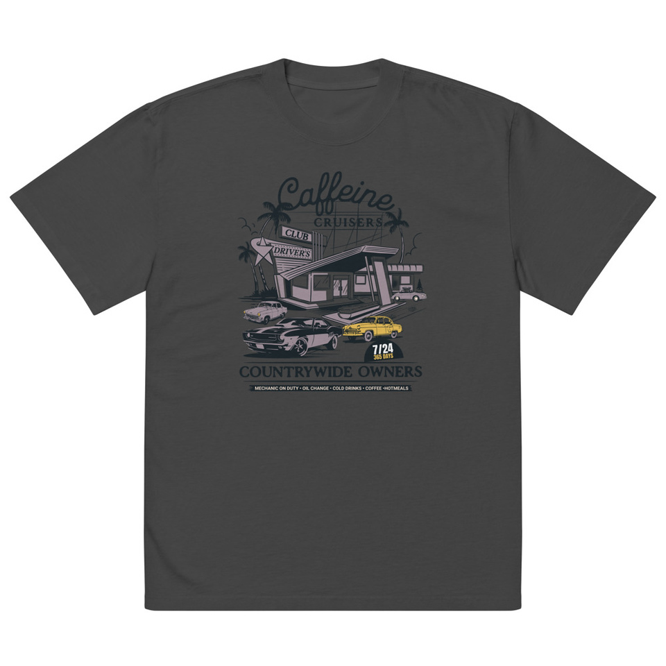 Caffeine Cruisers Oversized Faded T-Shirt