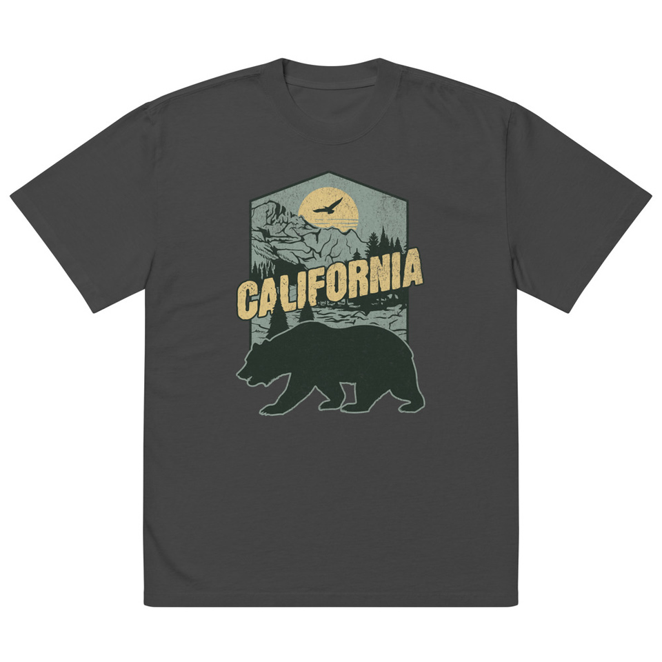 California Bear - Outdoors Wilderness Camping Hiking Oversized Faded T-Shirt