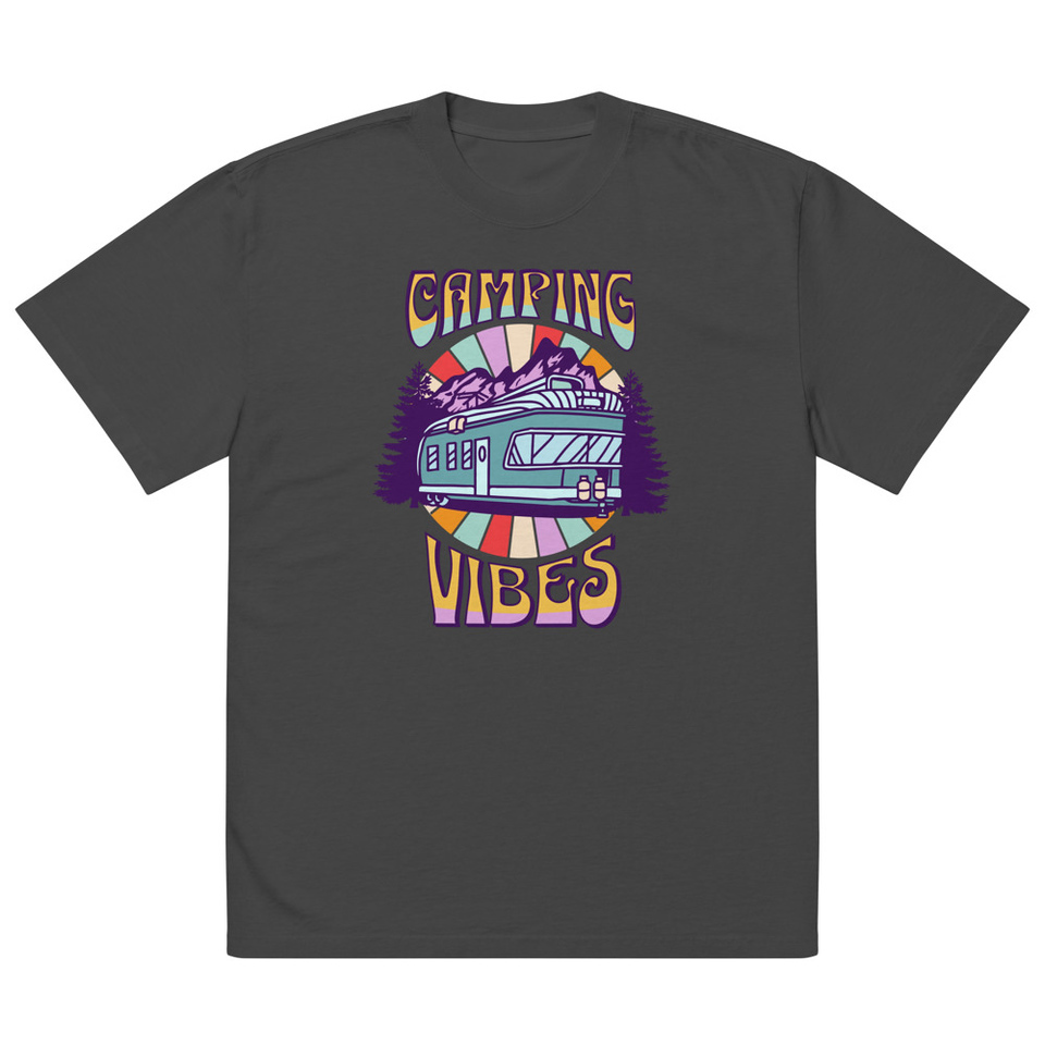 Camping Vibes Oversized Faded T-Shirt