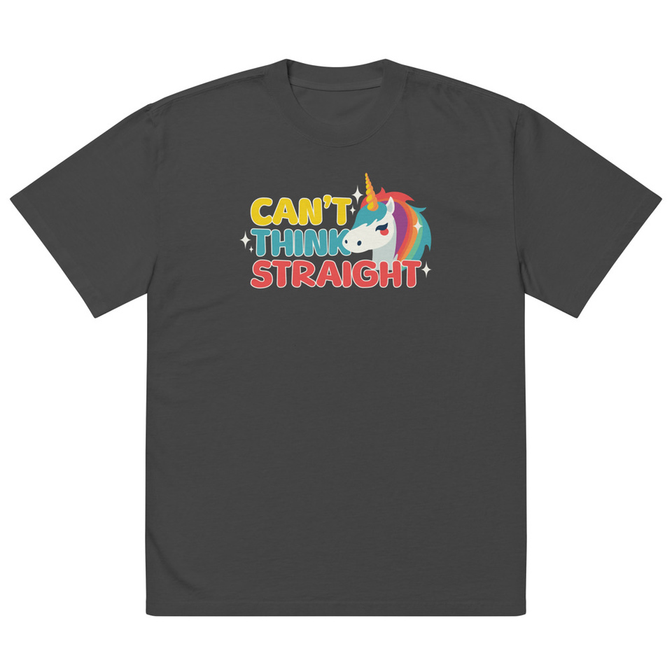 Can't Think Straight (2) Oversized Faded T-Shirt