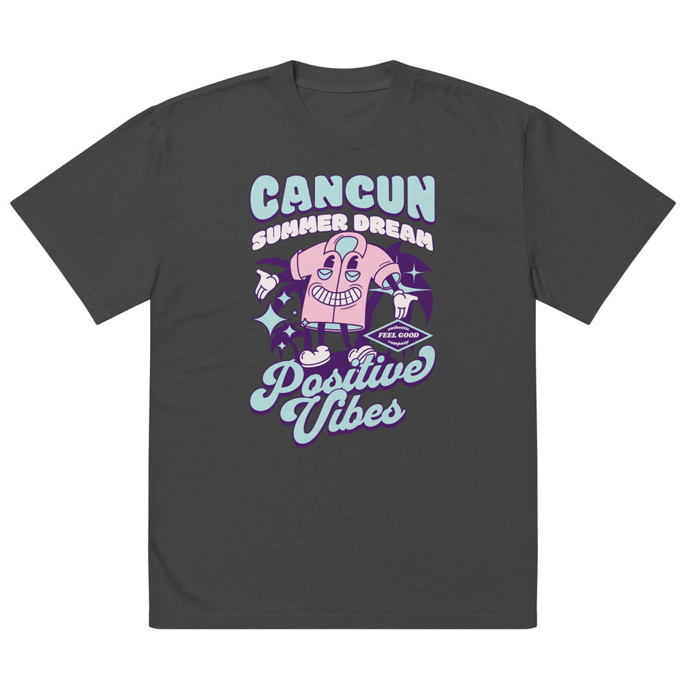 Cancun Positive Vibes Oversized Faded T-Shirt
