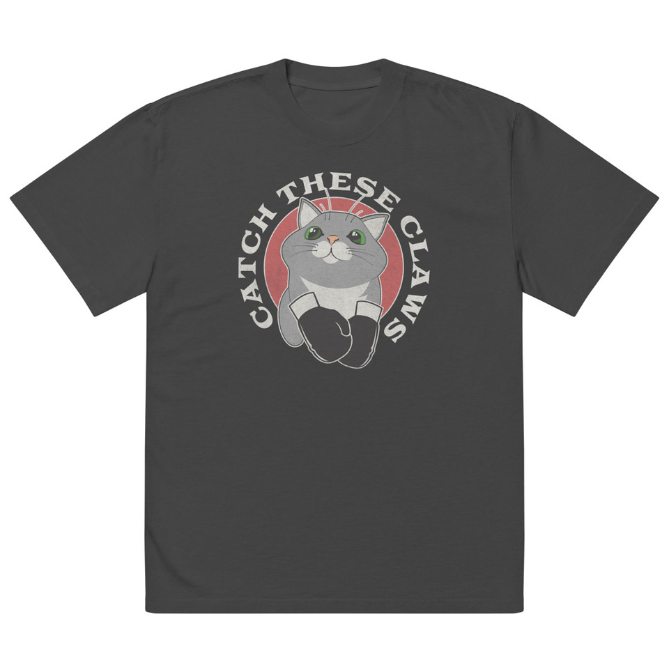 Catch These Claws - Cute Cat Oversized Faded T-Shirt