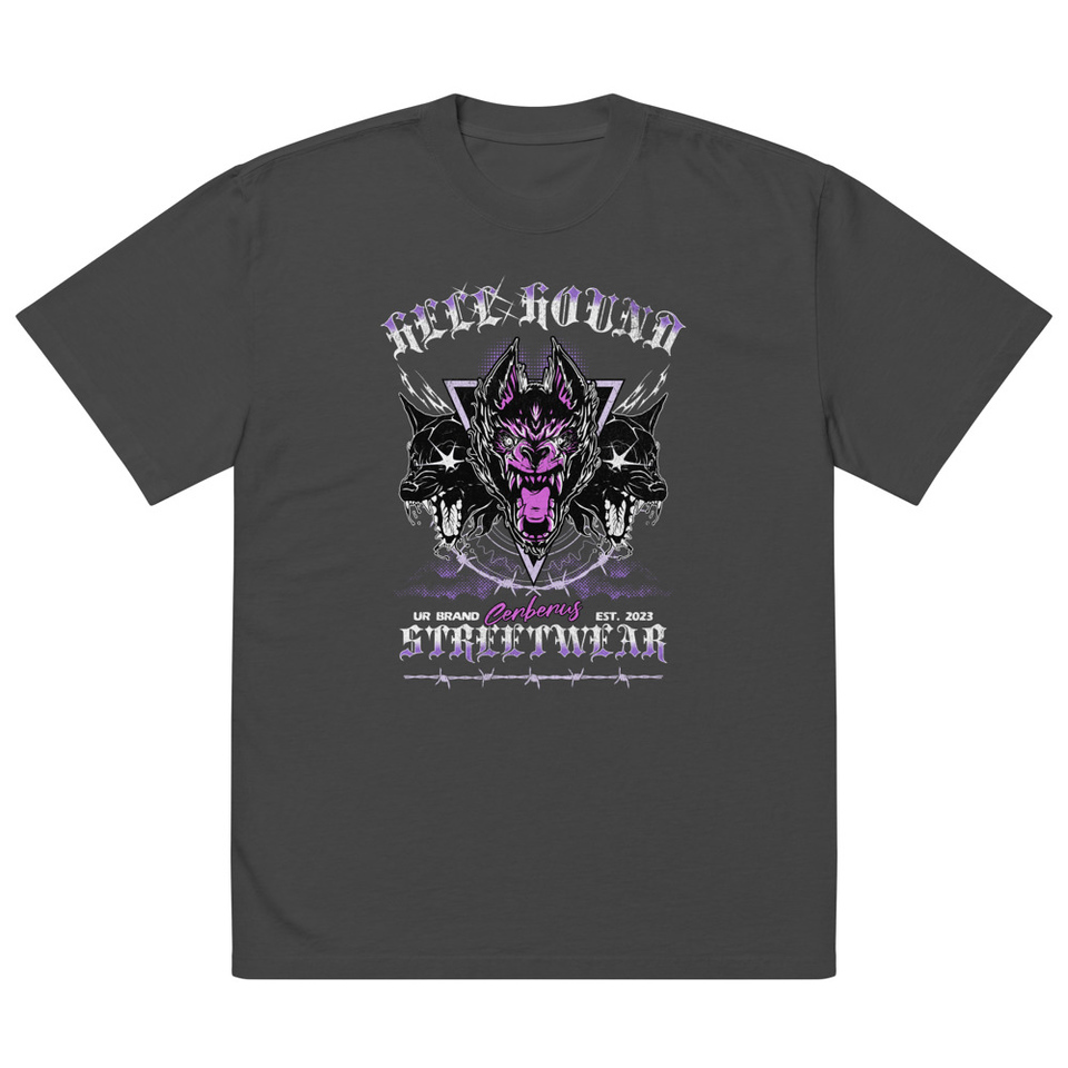 Cerberus Hell Hound Streetwear - Dark Aesthetic Oversized Faded T-Shirt