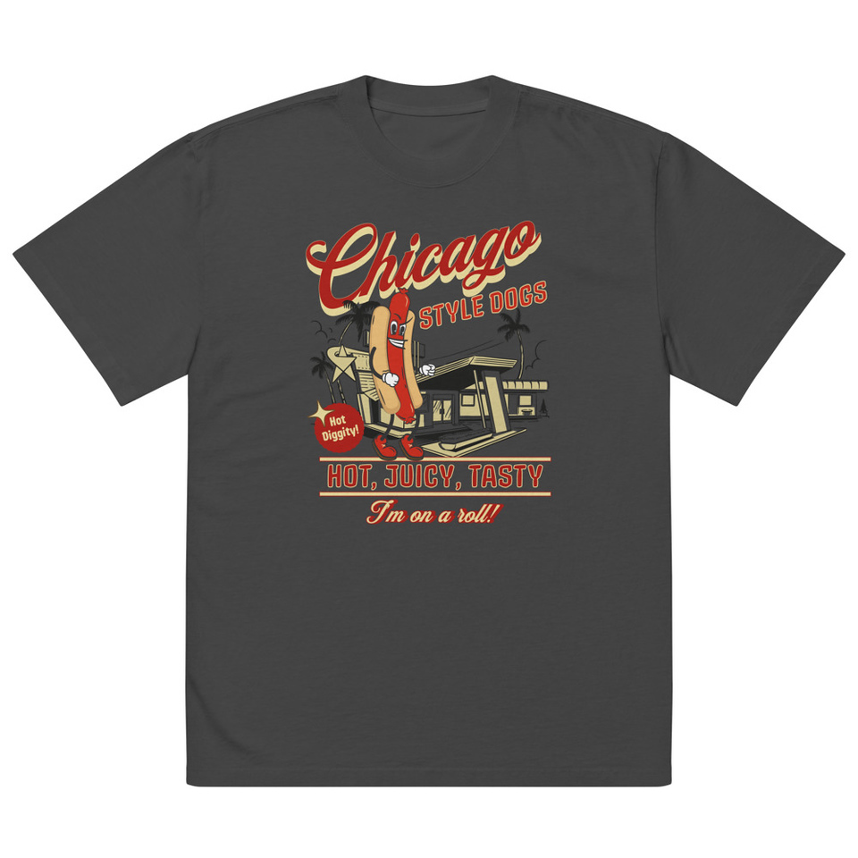 Chicago Style Hot Dogs Oversized Faded T-Shirt