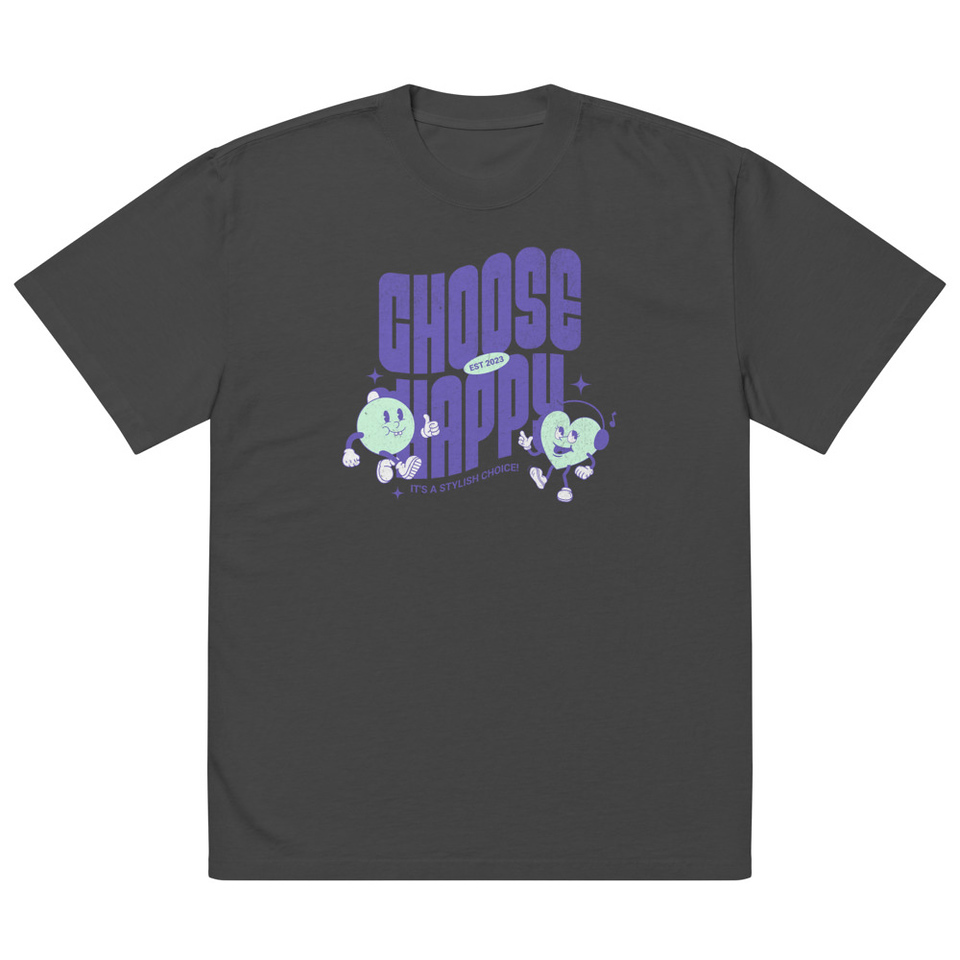 Choose Happy (2) Oversized Faded T-Shirt