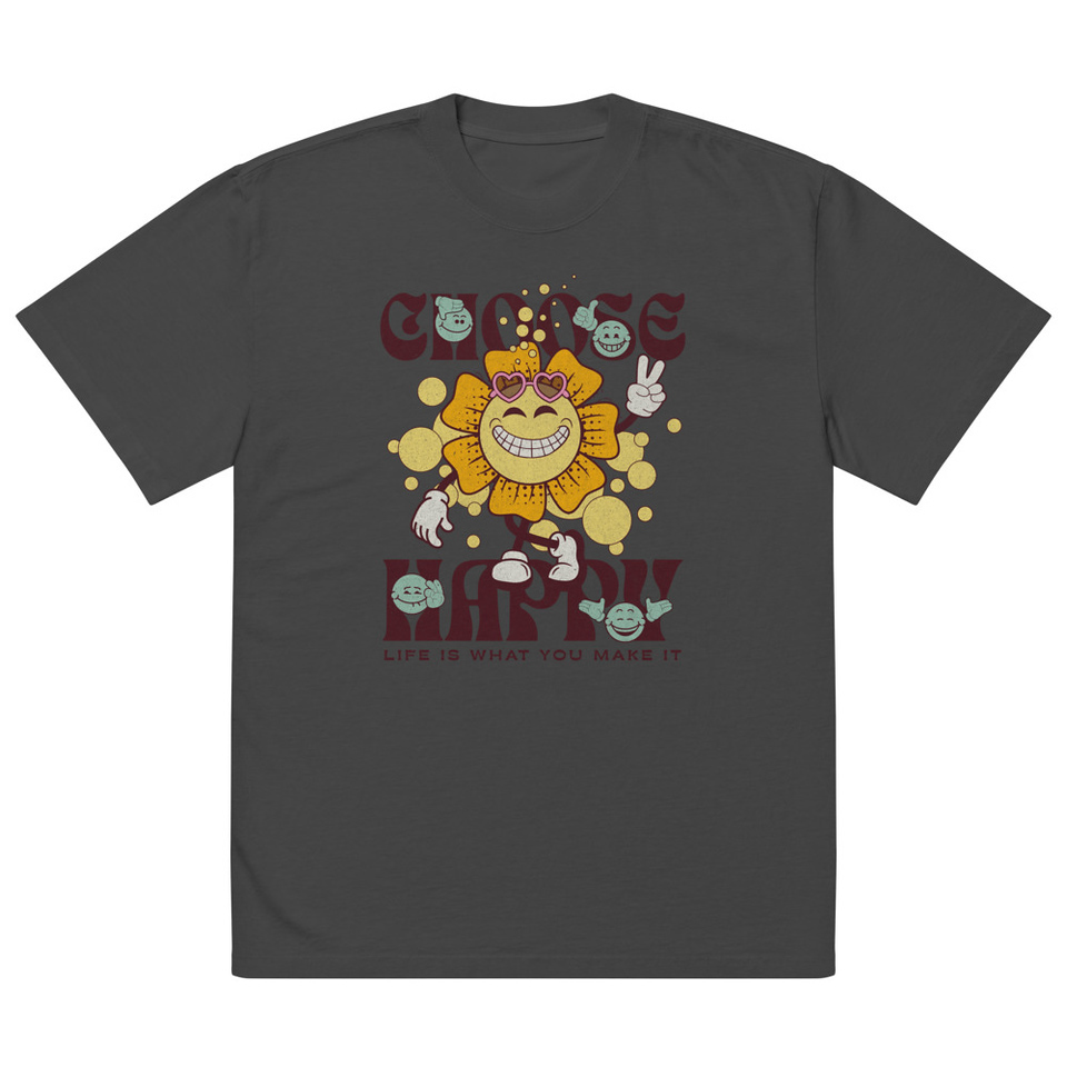 Choose Happy Oversized Faded T-Shirt