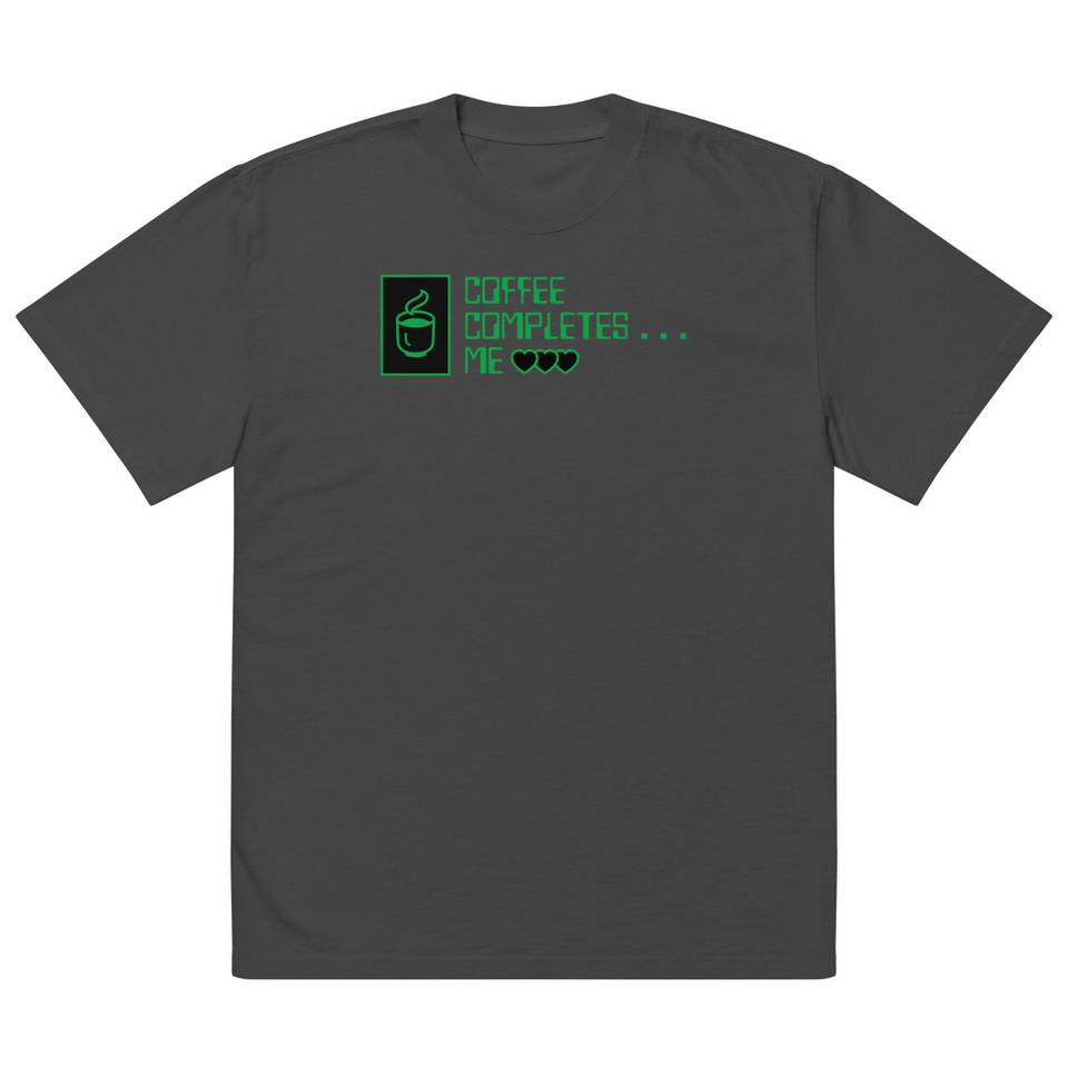 Coffee Completes Me - Neon Heart Oversized Faded T-Shirt