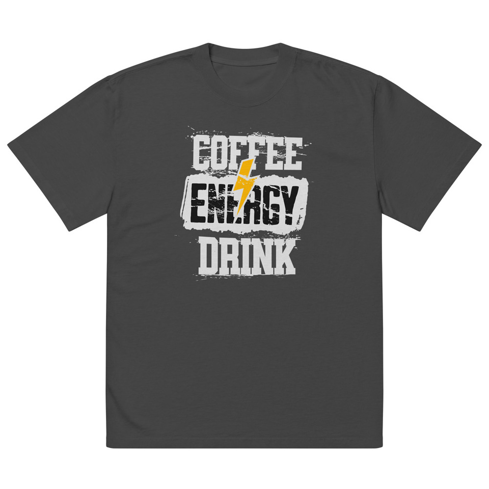 Coffee Energy Drink - Grunge Bolt Oversized Faded T-Shirt
