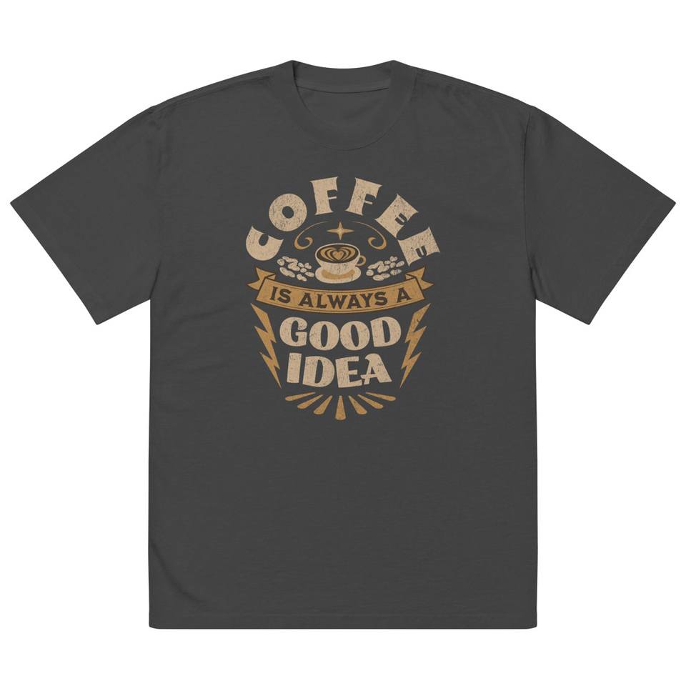 Coffee is always a good idea - Lightning Bolt Oversized Faded T-Shirt