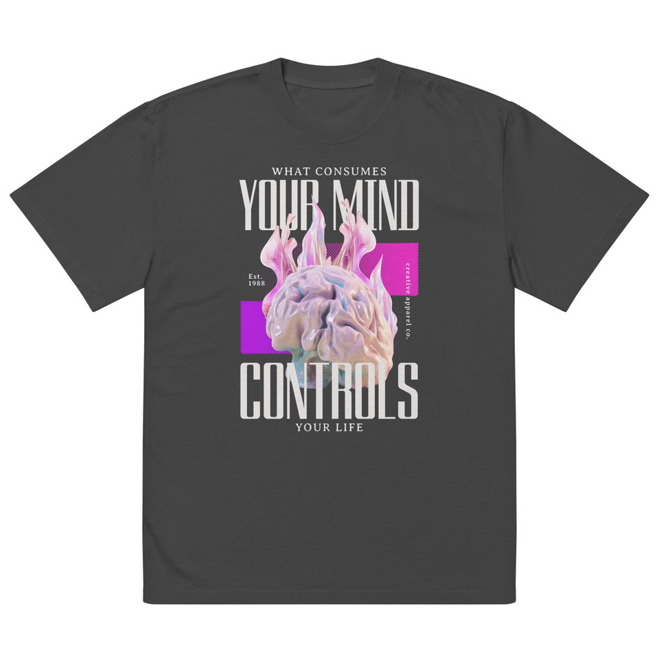 Control your Mind Oversized Faded T-Shirt