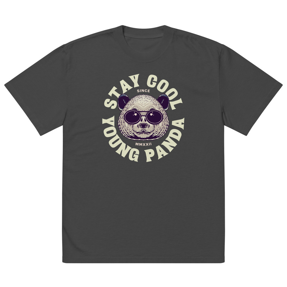 Cool Panda with Sunglasses -  Oversized Faded T-Shirt