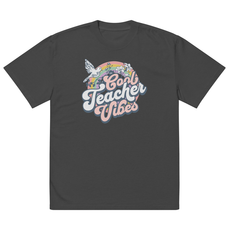 Cool Teacher Vibes Oversized Faded T-Shirt