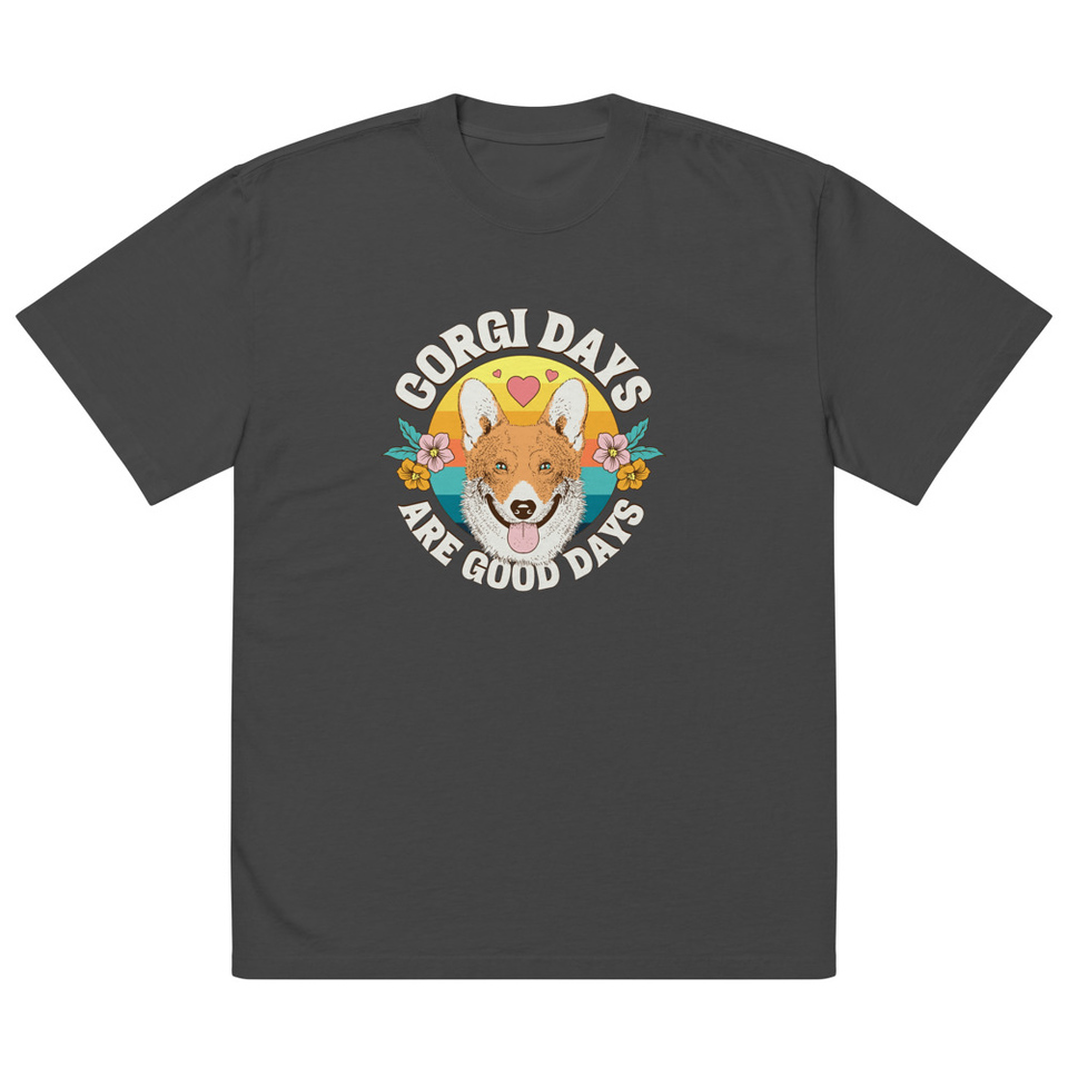 Corgi Days - Funny Animal Oversized Faded T-Shirt