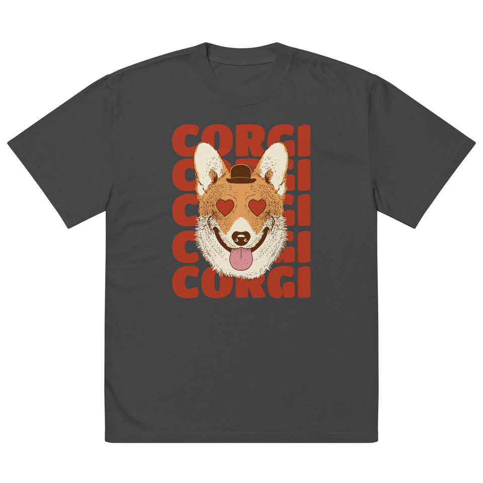 Corgi Loves - Cute Dog Oversized Faded T-Shirt