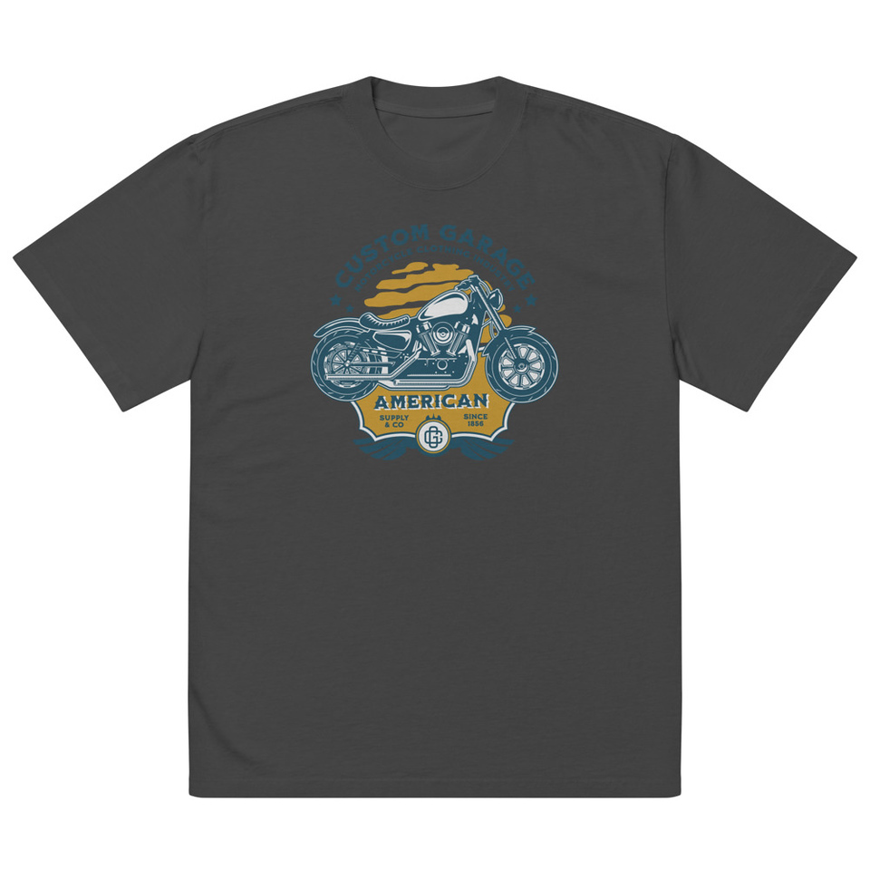 Custom Garage - Motorcycle Oversized Faded T-Shirt