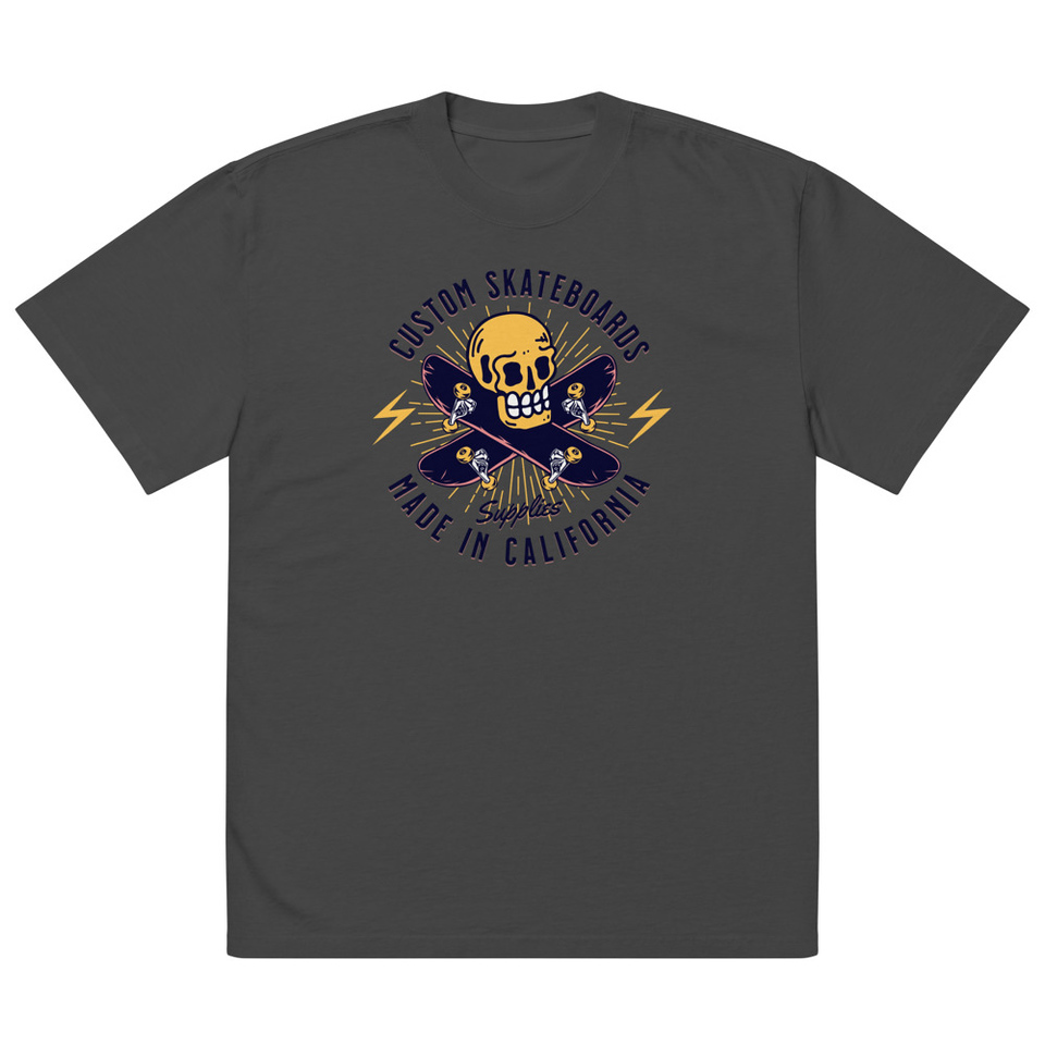 Custom Skateboards - Skull Oversized Faded T-Shirt