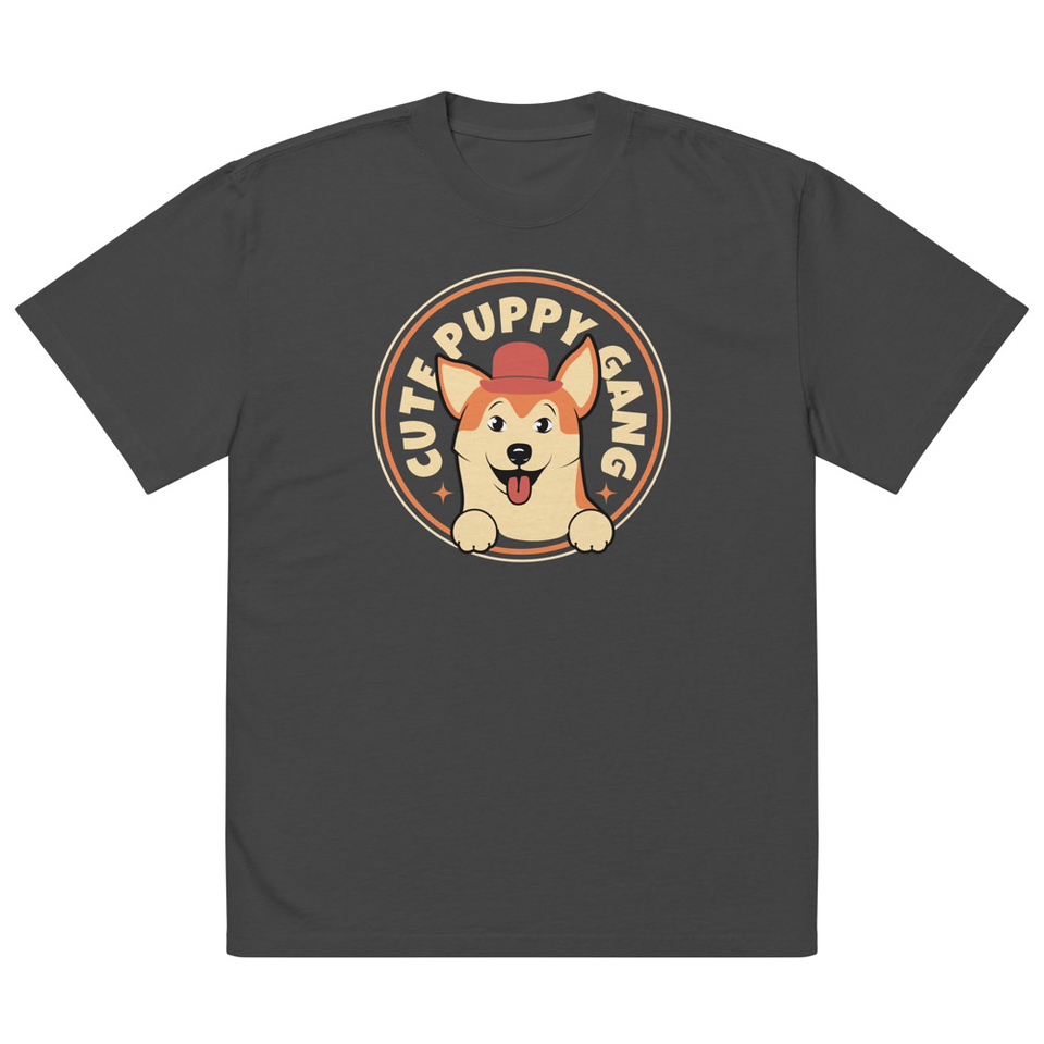 Cute Puppy Gang - Corgi Oversized Faded T-Shirt