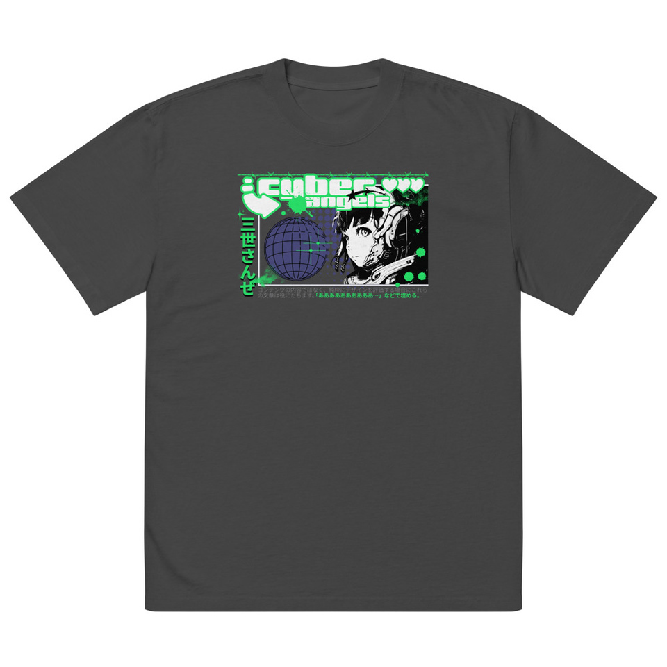 Cyber Angels - Y2k Girl Anime Oversized Faded T-Shirt