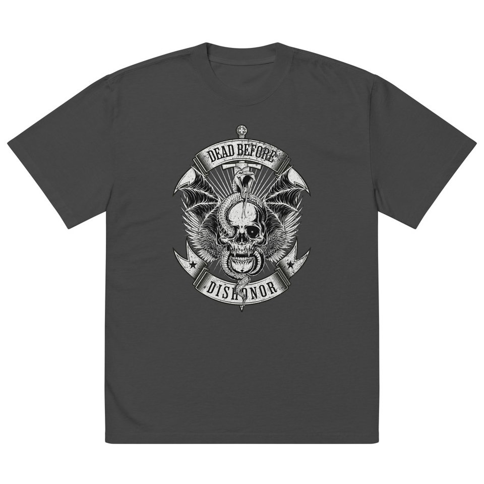 DEAD BEFORE DISHONOR Oversized Faded T-Shirt