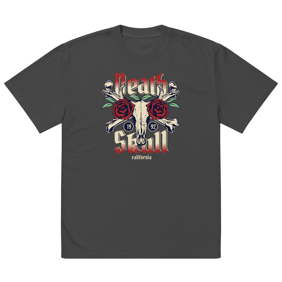 Death Skull - Flower Oversized Faded T-Shirt