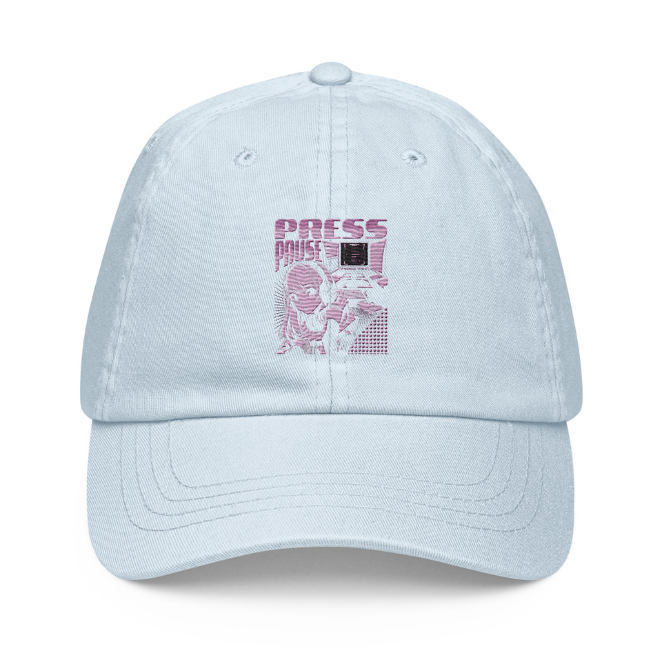 'Press Pause' Anime Gaming Pastel Baseball Hat