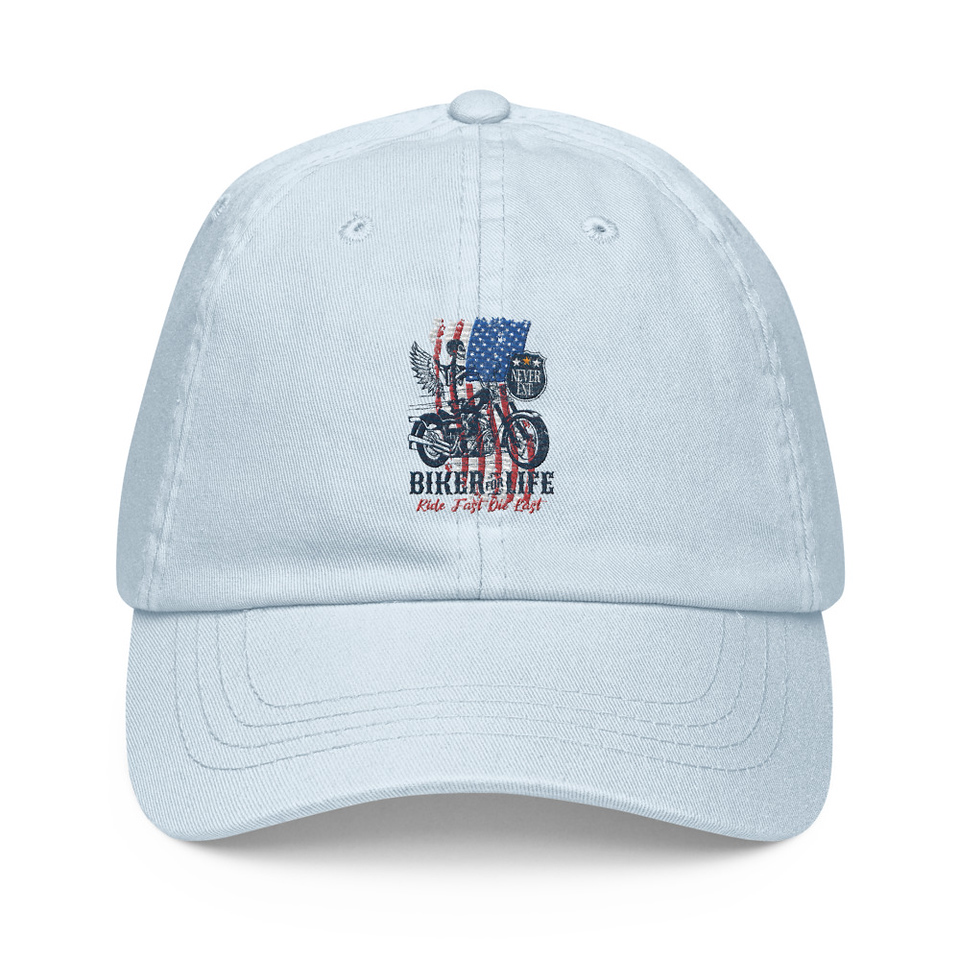 American Biker for Life Pastel Baseball Hat