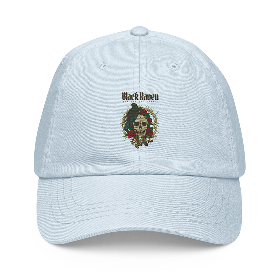 Black Raven Tattoo - Skull & Thorns Pastel Baseball Hat