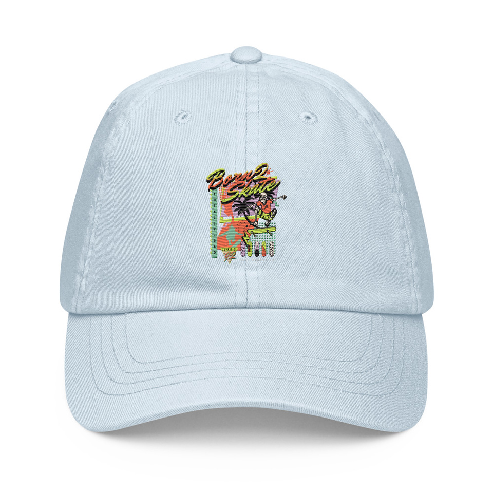 Born 2 Skate - Retro Skeleton Pastel Baseball Hat