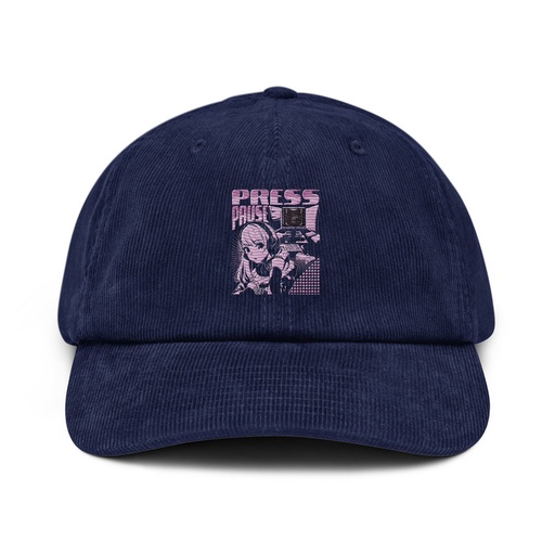 [ID: 532-G4] 'Press Pause' Anime Gaming Corduroy Hat